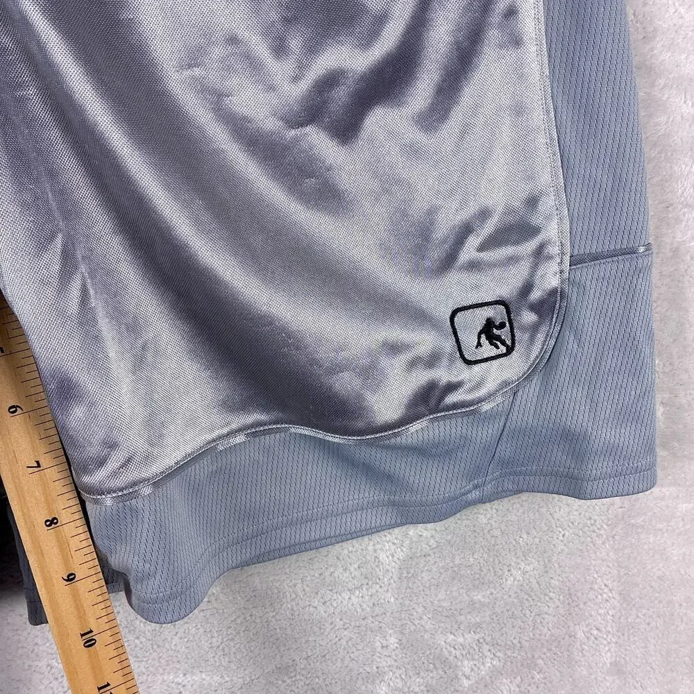 VTG AND1 Shorts Men XL Silver Dazzle Basketball Shiny Silky Mesh Gym Workout Y2K
